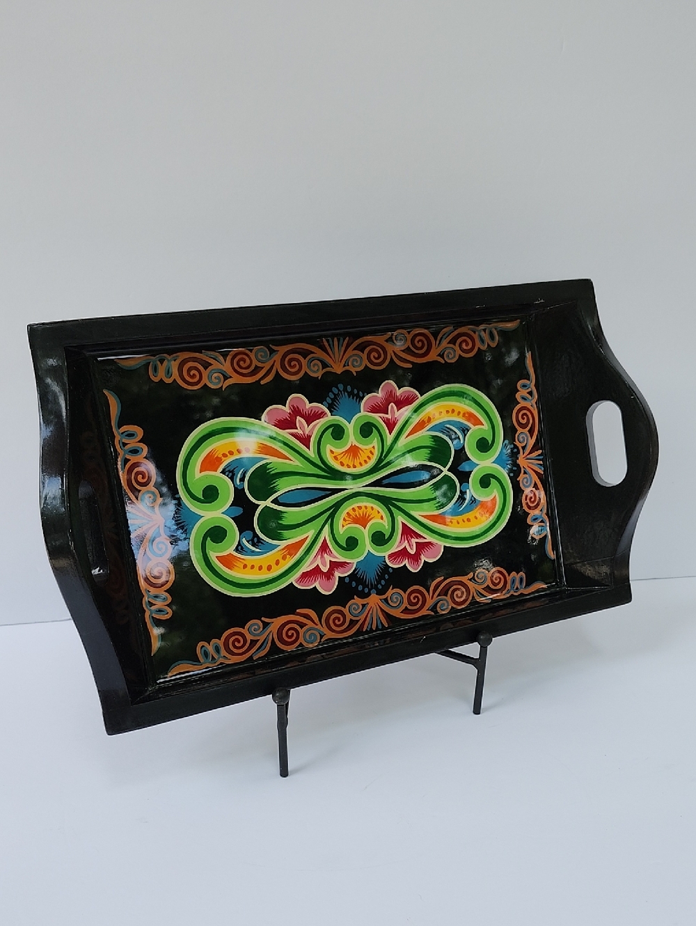 VTG NORWEGIAN ROSEMALING FOLK ART WOODEN TRAY